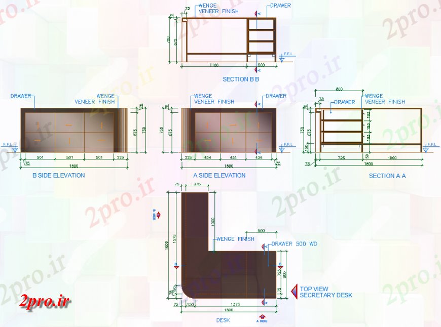 دانلود نقشه طراحی مبلمان بانکجزئیات میز امنیت طراحی  اتوکد (کد139371)