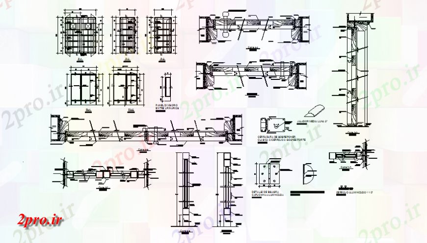دانلود نقشه جزئیات طراحی در و پنجره  درب و پنجره نجاری چوب و نصب و راه اندازی آلومینیوم جزئیات (کد139414)