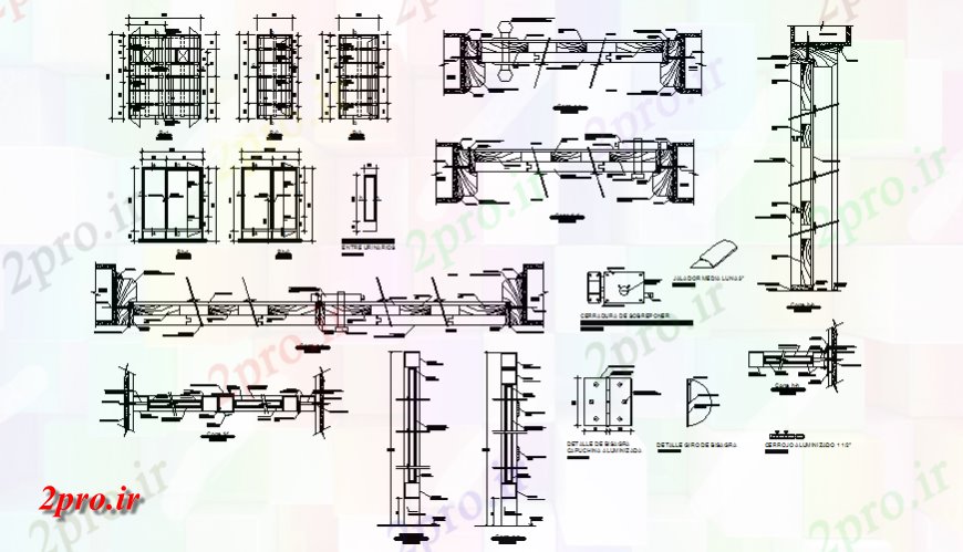 دانلود نقشه جزئیات طراحی در و پنجره  خانه درب و پنجره آلومینیومی و نصب و راه اندازی ماشین شربت خانه جزئیات (کد139428)