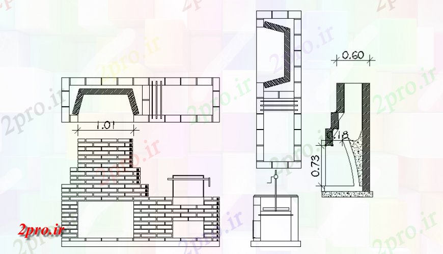 دانلود نقشه آشپزخانه جزئیات آتش اجاق گاز به جای آشپزخانه طراحی جزئیات  (کد139433)