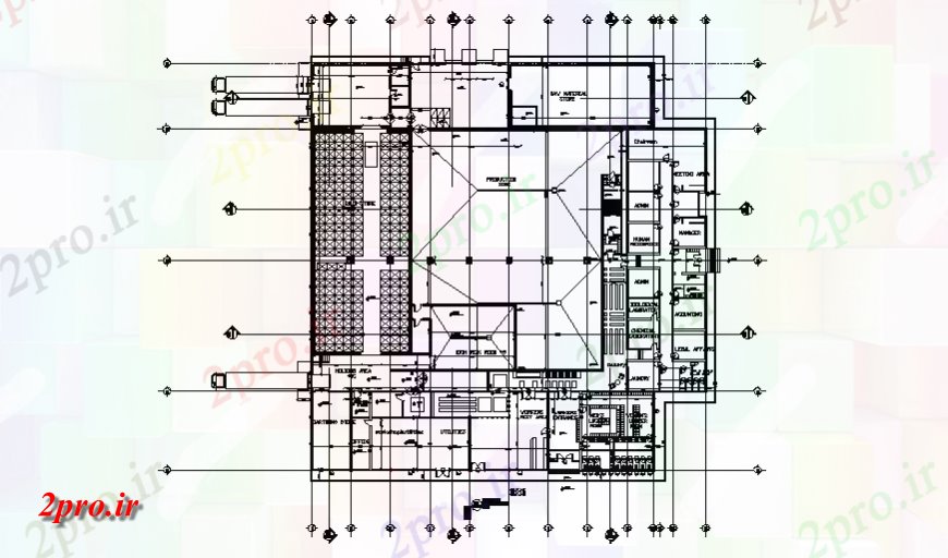 دانلود نقشه کارخانه صنعتی ، کارگاه برنامه غذایی کارخانه صنعتی ، کارگاه کارخانه طرحی کلی جزئیات 14 در 15 متر (کد139434)