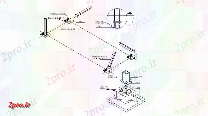 دانلود نقشه جزئیات ستون جزئیات سازه ستون دو بعدی چیدمان اتوکد 61 در 70 متر (کد139442)