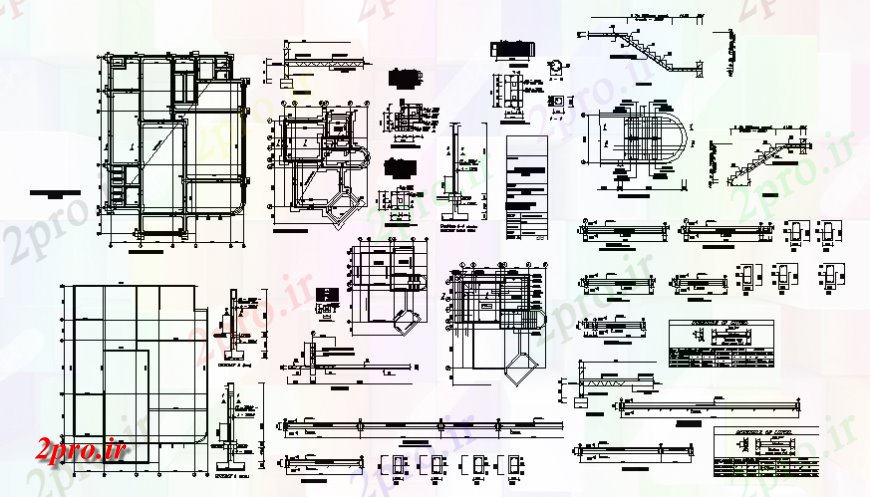 دانلود نقشه طراحی جزئیات ساختار طرحی بنیاد، راه پله و چند ساختار سازنده ساخت جزئیات طراحی   (کد139443)