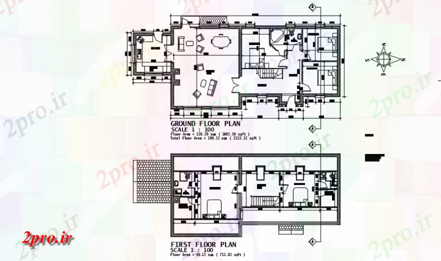 دانلود نقشه مسکونی ، ویلایی ، آپارتمان طبقه اول و دوم معماری طرحی طبقه طرحی جزئیات 8 در 21 متر (کد139452)