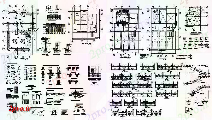 دانلود نقشه جزئیات پله و راه پله  طرحی ساختمان سازه و بخش جزئیات (کد139463)