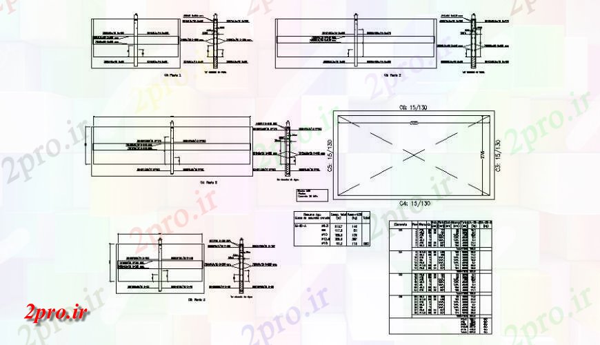 دانلود نقشه جزئیات ستون شمع بخش طرحی جزئیات 18 در 37 متر (کد139481)