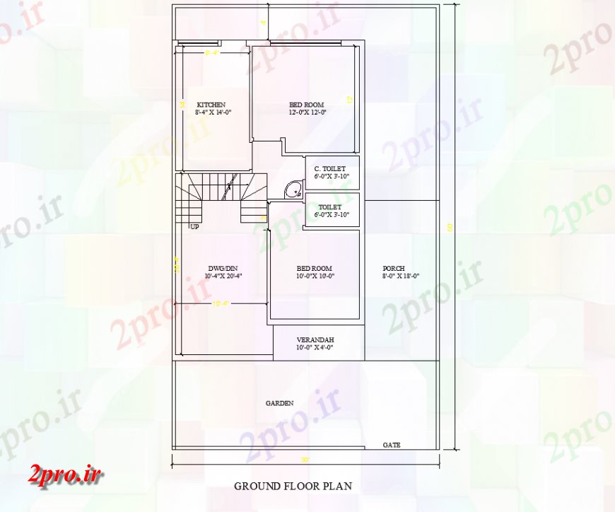 دانلود نقشه مسکونی  ، ویلایی ، آپارتمان  طبقه همکف طرحی عمودی از ویلا با اتوکد (کد139577)