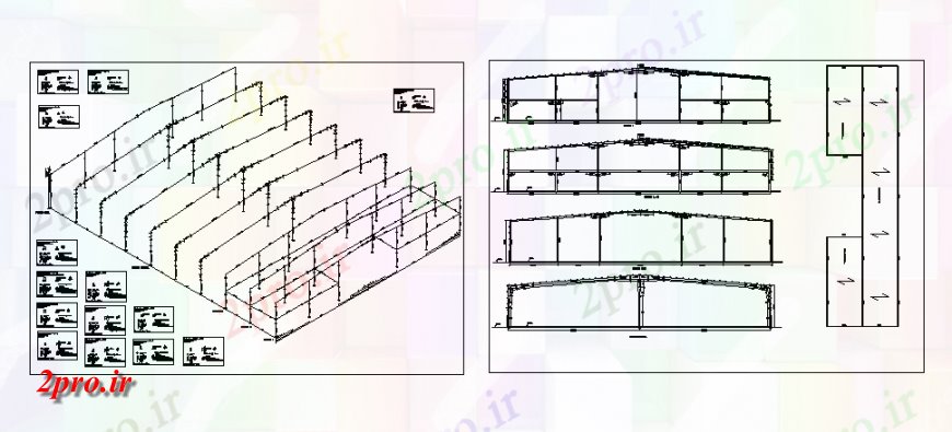 دانلود نقشه کارخانه صنعتی  ، کارگاه شبستان ساختار کارخانه صنعتی  ، کارگاه پروژه معماری (کد139629)