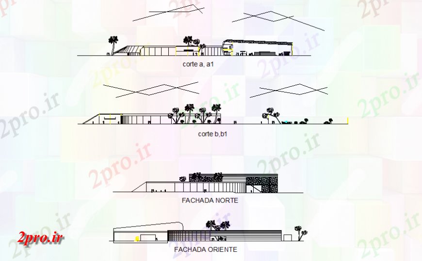 دانلود نقشه هایپر مارکت  - مرکز خرید - فروشگاه خرید نمای ساختمان مرکز و نما تماس و جزئیات  مقطعی  (کد139662)