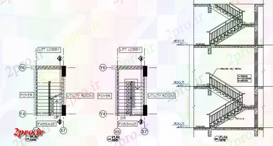 دانلود نقشه جزئیات پله و راه پله   BHK خانه پله جزئیات (کد139671)