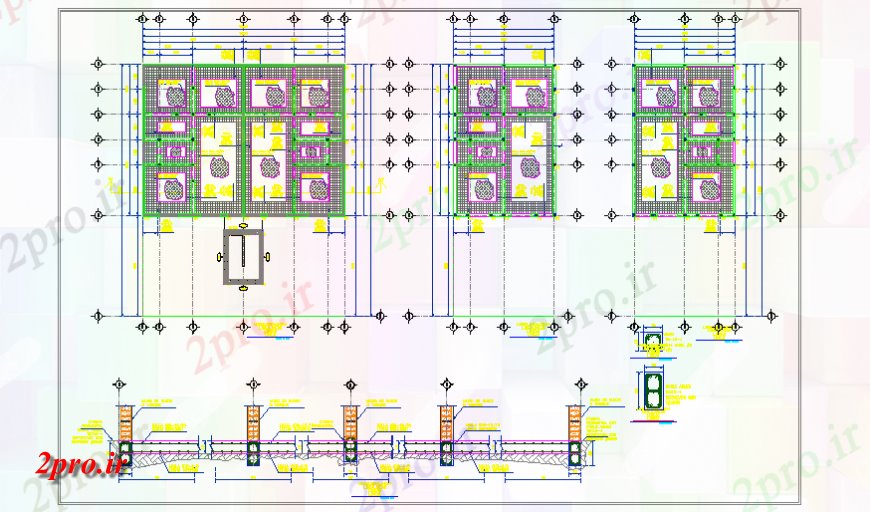 دانلود نقشه طراحی اتوکد پایه بنیاد طراحی جزئیات از مسکن طراحی مجتمع 9 در 12 متر (کد139692)