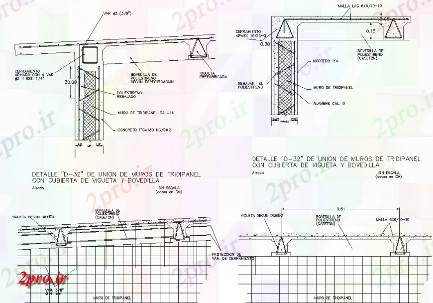 دانلود نقشه جزئیات ستون دیوار دال جزئیات طراحی  اتوکد (کد139764)