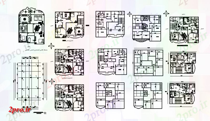 دانلود نقشه مسکونی  ، ویلایی ، آپارتمان  داخلی خانه بعد جزئیات (کد139784)