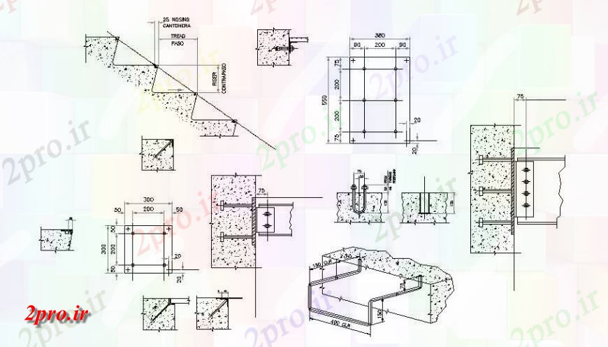 دانلود نقشه جزئیات پله و راه پله  بخش شمع جزئیات (کد139855)