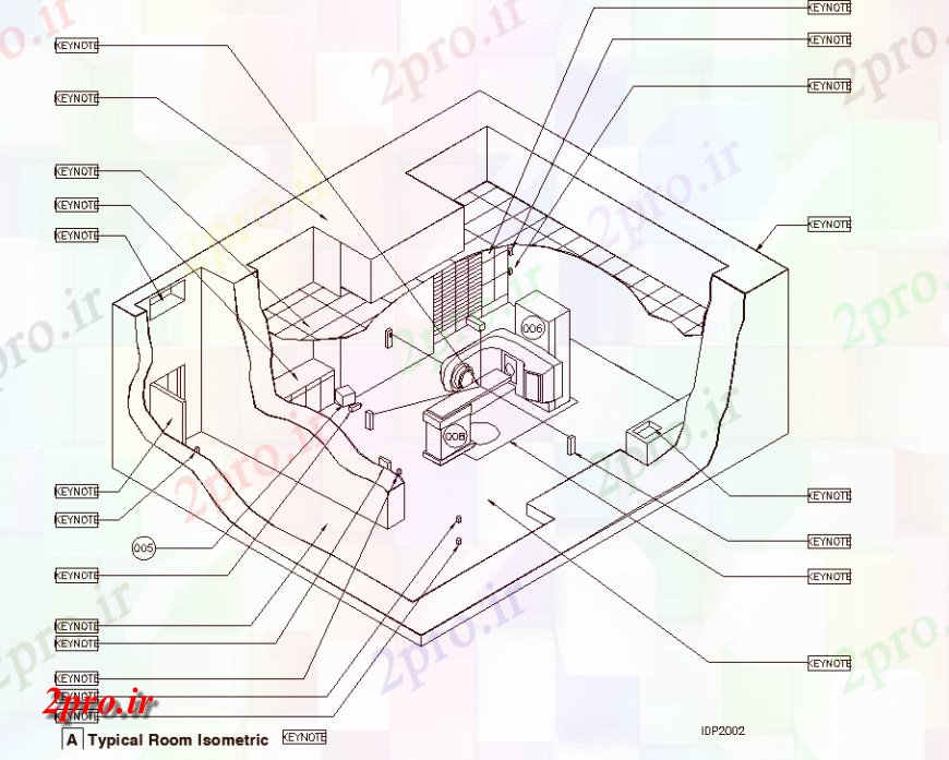 دانلود نقشه بیمارستان -  درمانگاه -  کلینیک CT اسکن جزئیات اتاق طراحی ایزومتریک اتوکد (کد139867)