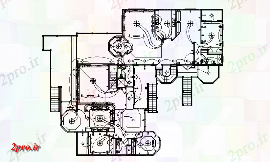 دانلود نقشه برق مسکونی طرحی طبقه جزئیات طرحی دوم از یک خانواده خانه 23 در 25 متر (کد139910)