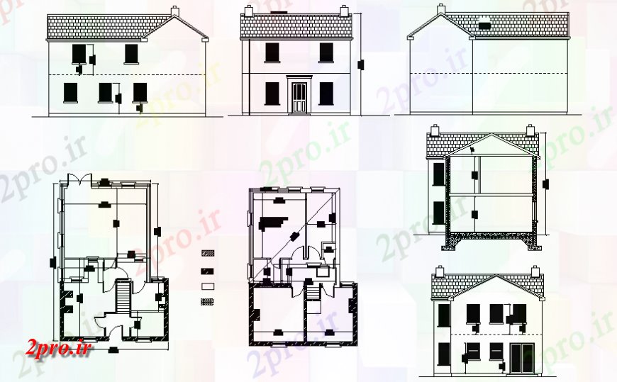 دانلود نقشه مسکونی  ، ویلایی ، آپارتمان  خانه نما فرمت، بخش و طرحی طبقه جزئیات (کد139930)