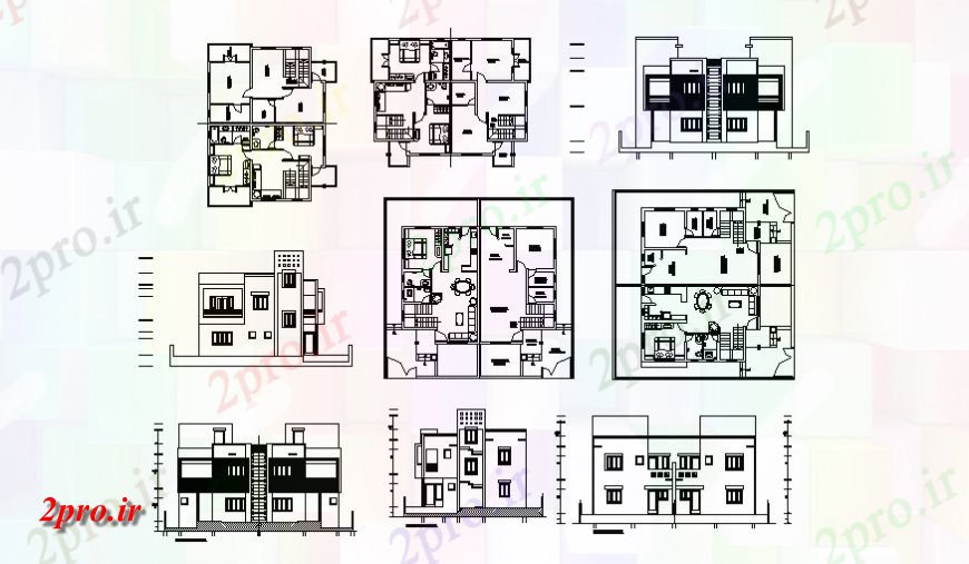 دانلود نقشه مسکونی  ، ویلایی ، آپارتمان  نما محل زندگی جزئیات (کد139943)