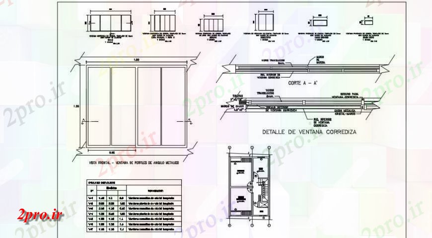 دانلود نقشه طراحی جزئیات ساختار پنجره جزئیات مقطعی با متن جزئیات (کد139961)