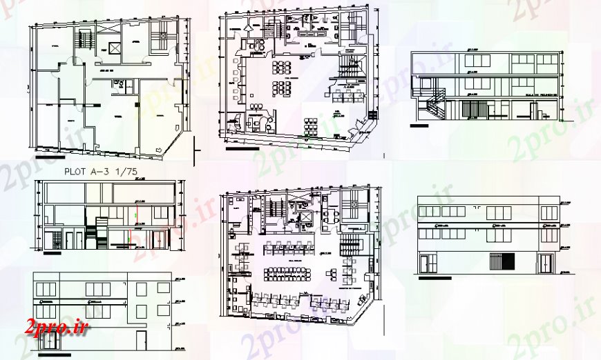 دانلود نقشه مسکونی  ، ویلایی ، آپارتمان  ویلا مدرن دو سطح با تراس-نما، بخش و طرحی طبقه جزئیات (کد139976)