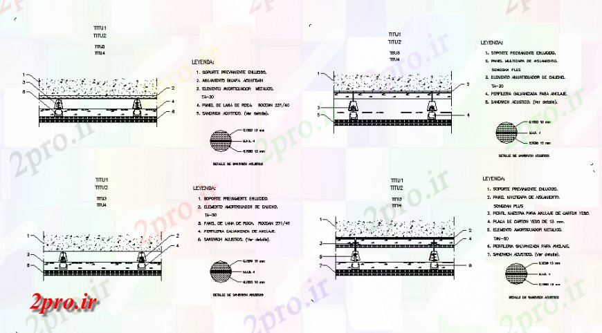 دانلود نقشه طراحی جزئیات ساختار صوتی عایق از سقف خانه ساختار سازنده جزئیات (کد139983)