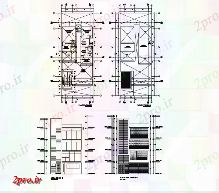 دانلود نقشه مسکونی  ، ویلایی ، آپارتمان  ساختمان بخش جزئیات (کد140019)