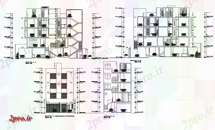 دانلود نقشه مسکونی  ، ویلایی ، آپارتمان  بخشی) جزئیات و نما جزئیات از یک ساختمان طراحی (کد140026)