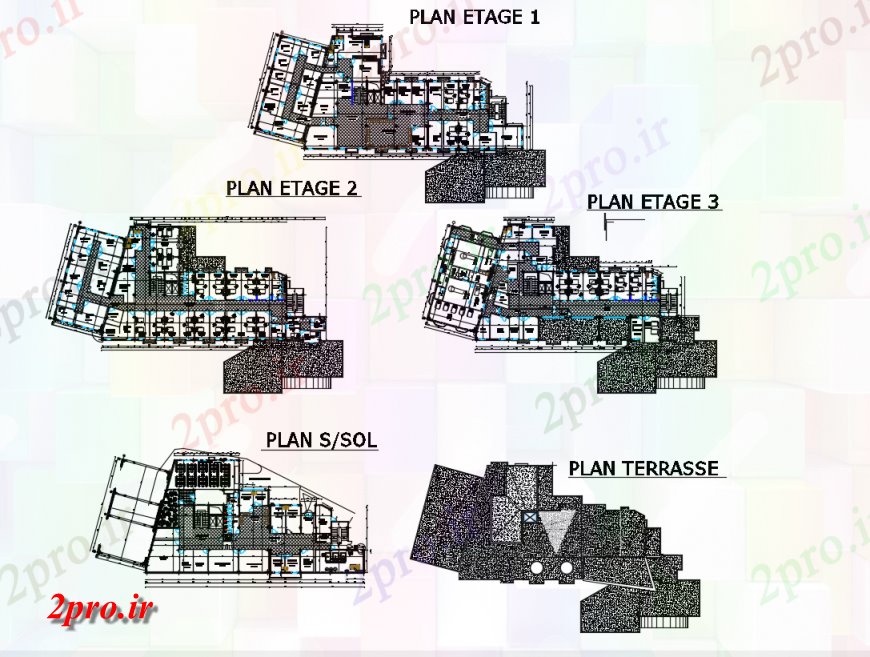 دانلود نقشه مسکونی  ، ویلایی ، آپارتمان   ساحل خانه 3 طبقه 600 M2 چینه  (کد140028)