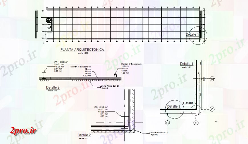 دانلود نقشه کارخانه صنعتی  ، کارگاه طرحی و ساخت و ساز دیوار جزئیات عمومی انبار (کد140049)