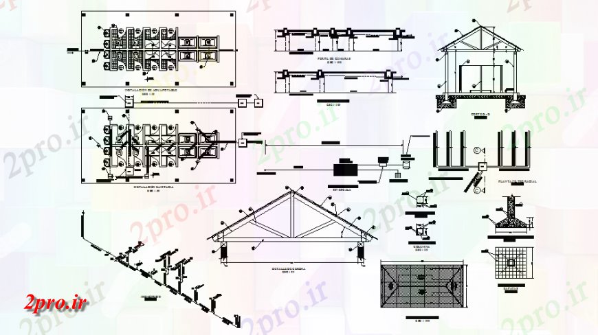 دانلود نقشه حمام مستر نما حمام عمومی، بخش، نصب و راه اندازی لوله کشی و ساختار سازنده جزئیات (کد140097)