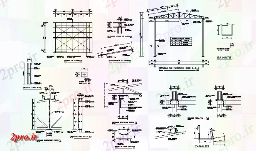 دانلود نقشه قالب اسکلت فلزی  ریخته سقف اسکلت فلزی و جزئیات سازنده (کد140105)