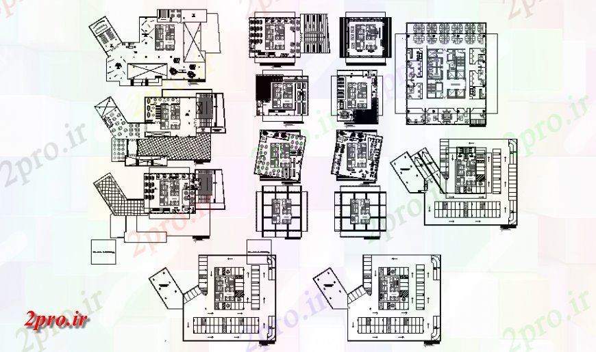 دانلود نقشه ساختمان مرتفعبلند برج اداری چند طبقه تمام طبقات طرحی جزئیات (کد140121)