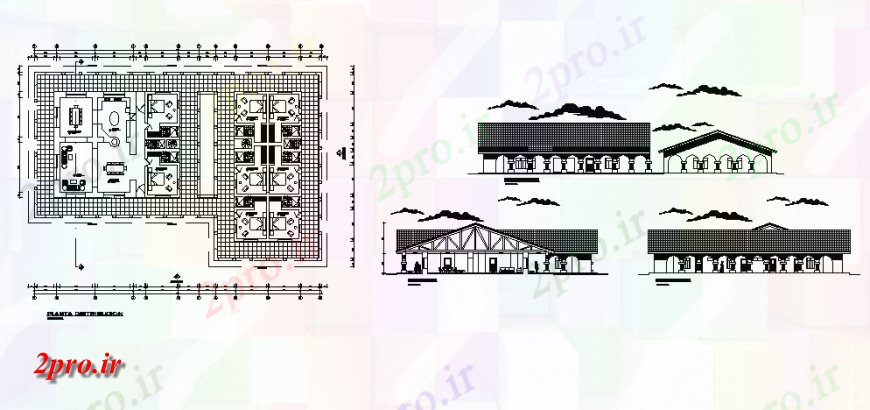 دانلود نقشه مسکونی  ، ویلایی ، آپارتمان  یک خانواده نما خانه، بخش و طراحی کلی جزئیات (کد140140)