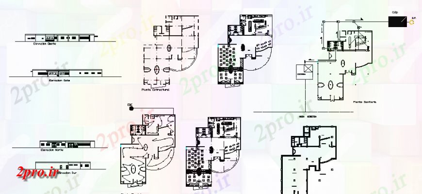 دانلود نقشه هتل - رستوران - اقامتگاه کافه تریا با رستوران فست فود تمام نما طرفه، طرحی طبقه، طرحی الکتریکی و ساختار جزئیات 30 در 38 متر (کد140141)