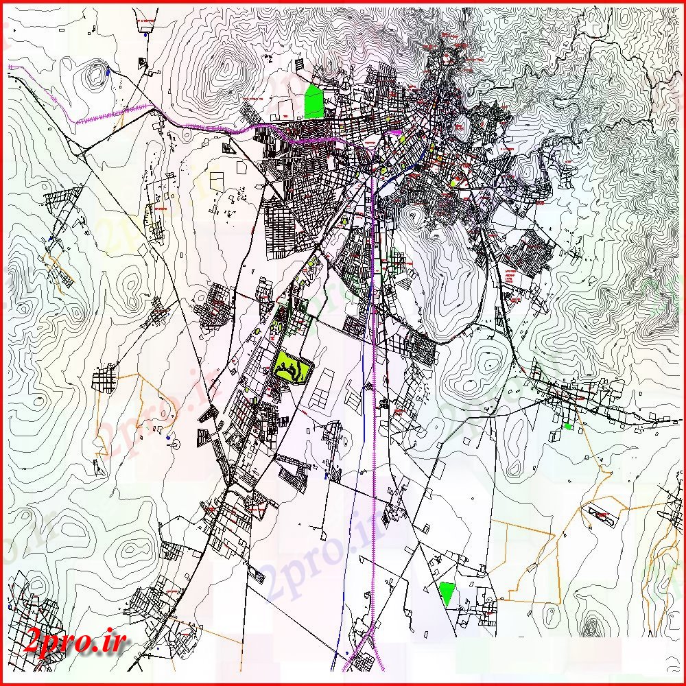 دانلود نقشه برنامه ریزی شهری درست منطقه نقشه برداری توپوگرافی جزئیات طراحی  دو بعدی  اتوکد (کد140153)