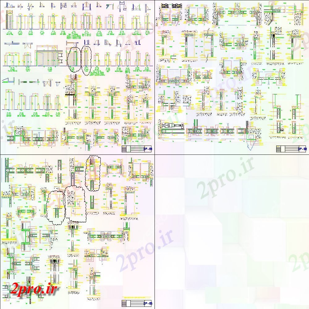 دانلود نقشه جزئیات طراحی در و پنجره  درب جزئیات  (کد140154)