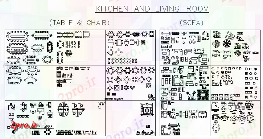 دانلود نقشه بلوک مبلمان آشپزخانه  و اتاق مبلمان جزئیات (کد140173)