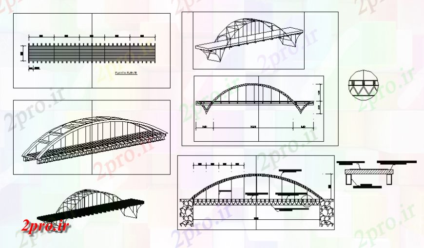 دانلود نقشه جزئیات ساخت پل طرحی پروژه پل و نما  چیدمان (کد140179)
