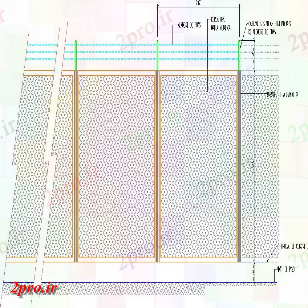 دانلود نقشه جزئیات ساخت و ساز دیوار نما دروازه جزئیات (کد140182)