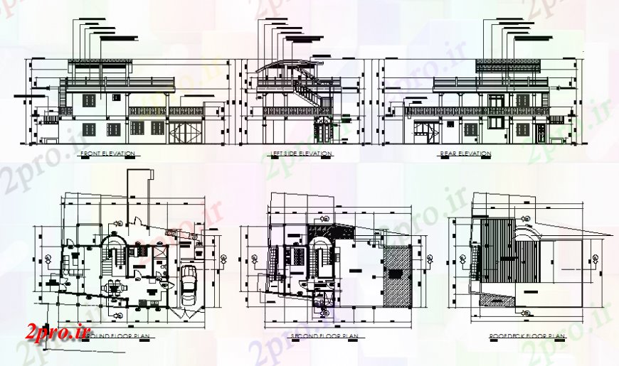 دانلود نقشه مسکونی  ، ویلایی ، آپارتمان  طرحی و نما جزئیات 2 BHK  برنامه ریزی خانه  (کد140187)