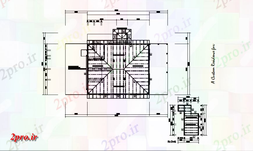 دانلود نقشه مسکونی  ، ویلایی ، آپارتمان  طبقه سوم خانه سقف   (کد140238)