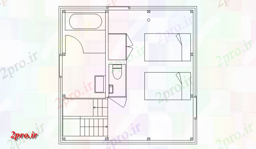 دانلود نقشه حمام مستر خانه طراحی اتاق خواب و طرحی مبلمان جزئیات با  داخلی (کد140255)