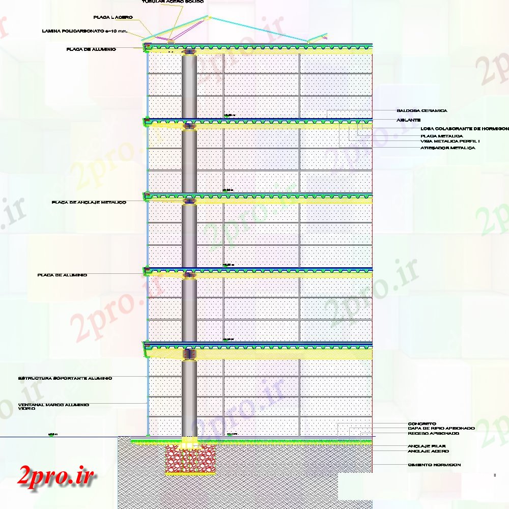 دانلود نقشه جزئیات ساخت و ساز جزئیات بخش دیوار  (کد140288)