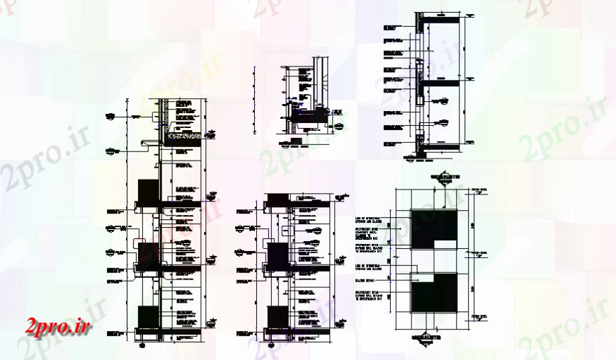 دانلود نقشه طراحی جزئیات تقویت کننده جزئیات دیوار برج ، قسمت های  (کد140296)