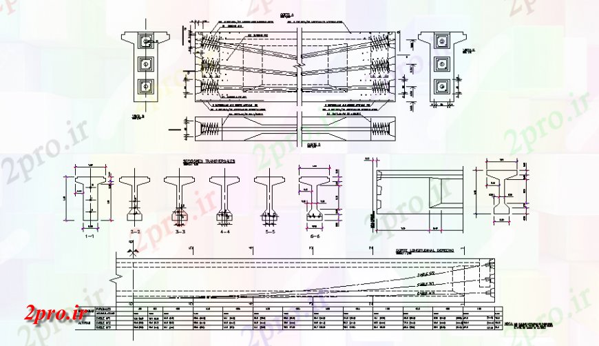 دانلود نقشه جزئیات ساخت پل بتن بخش پل پرتو و ساختار سازنده جزئیات (کد140310)