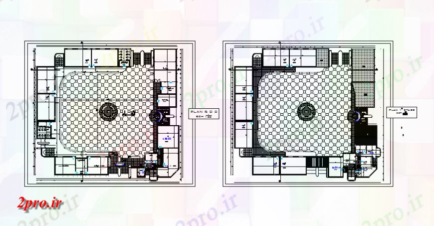 دانلود نقشه ساختمان اداری - تجاری - صنعتی لس ساختمان تجاری برنامه ریزی اتوکد 48 در 52 متر (کد140332)