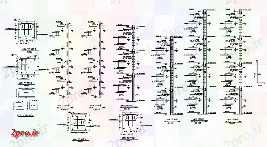 دانلود نقشه طراحی اتوکد پایه بخش شمع  جزئیات (کد140359)