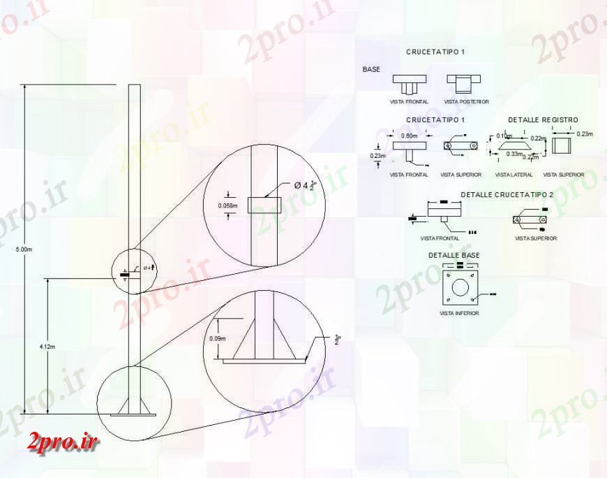 دانلود نقشه جزئیات ساخت و ساز قطب نما  ساختاری طرحی  (کد140368)