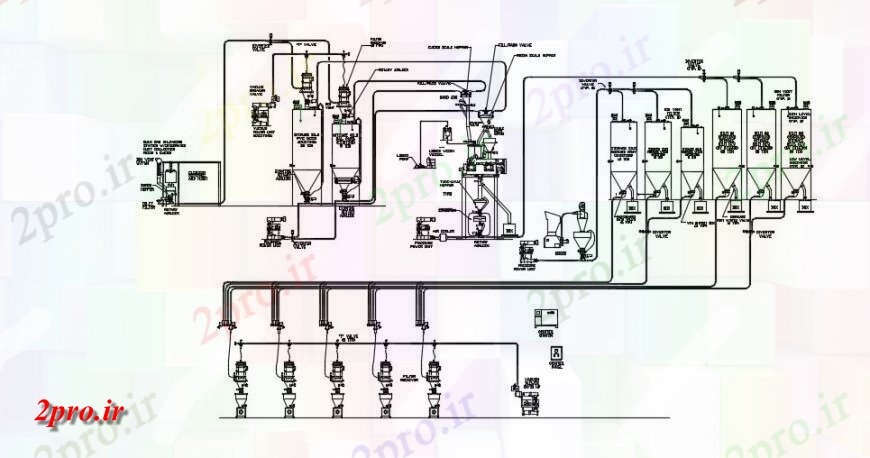 دانلود نقشه کارخانه صنعتی  ، کارگاه کارخانه مخلوط بالای صفحه  طرحی کارخانه جزئیات (کد140377)