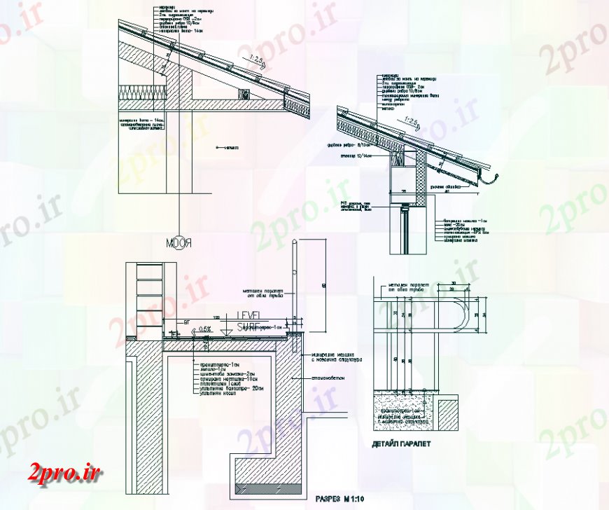دانلود نقشه جزئیات ساخت و ساز سقف و ساختار طبقه و نازک کاری ساخت و ساز طراحی  (کد140397)